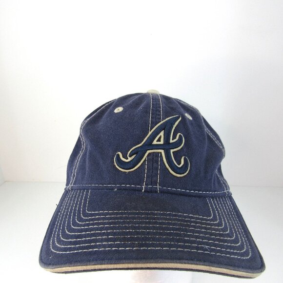 Atlanta Braves New Era Men Blue White Wide Stitch Adjustable Strap Back Cap Hat - Picture 1 of 8